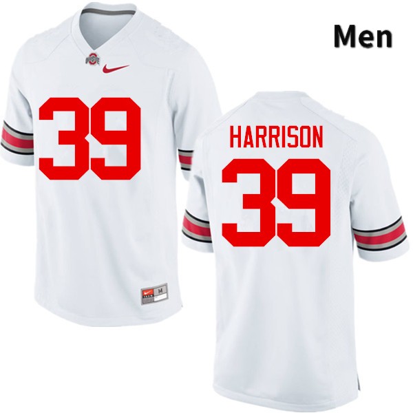 Ohio State Buckeyes Malik Harrison Men's #39 White Game Stitched College Football Jersey